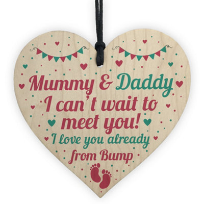 Red Ocean From Bump Gifts Mummy To Be Gifts Daddy To Be Gifts Wooden Heart Baby Shower Plaque from B&Q