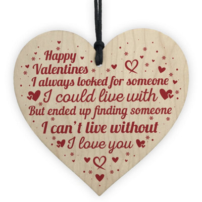 Red Ocean Boyfriend And Girlfriend Gifts Wooden Heart Valentines Gift For Her For Him Keepsake Plaque from B&Q