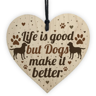 Red Ocean Dog Sign Funny Wooden Hanging Heart Dog Lover Gift Dog Sign For Home Keepsake Plaque from B&Q