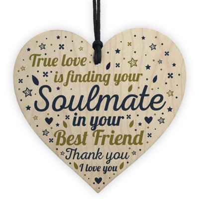 Red Ocean Soulmate Gift Wooden Heart Best Friend Plaque Anniversary Valentines Day Gift For Boyfriend Girlfriend Husband Wife from B&Q