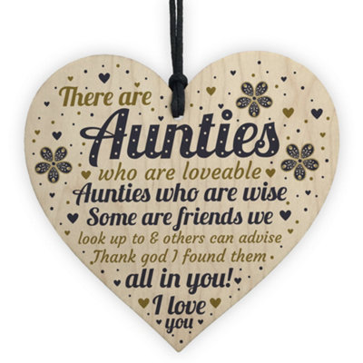 Red Ocean Auntie Gifts Wooden Heart Auntie Decoration Thank You Gift For Auntie Friendship Keepsake from B&Q