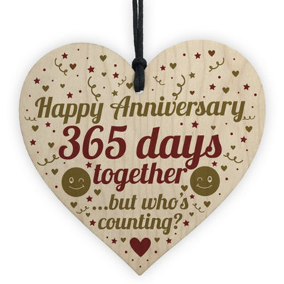 Red Ocean 1St Anniversary Gift For Boyfriend Girlfriend Wooden Heart First Anniversary Gift For Husband Wife from B&Q
