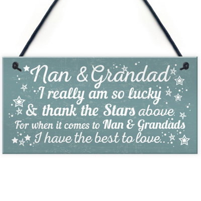 Red Ocean Best Nan And Grandad Gift Home Hanging Plaque Grandparent Sign Keepsake Thank You Gift From Grandchildren from B&Q