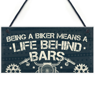 Red Ocean Novelty Biker Gifts For Men Hanging Motorcycle Motorbike Man Cave Garage Plaque Gifts For Him Dad Grandad from B&Q