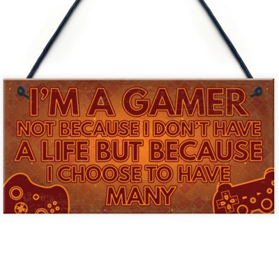 Red Ocean Funny Gamer Bedroom Sign Hanging Plaque Gamer Novelty Gifts For Son Brother Birthday Xmas Gift from B&Q