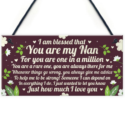 Red Ocean Thank You Gift For Nan Hanging Plaque Nan And Grandad Gifts For Grandparents Keepsake from B&Q