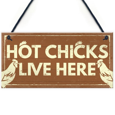 Red Ocean Funny Novelty Chicken Sign For Coop House Pet Bird Animal Hen Rooster Sign from B&Q