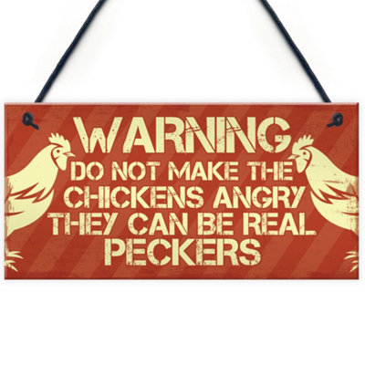 Red Ocean Chicken Gifts Signs Novelty Pet Bird Hen House Chicken Hanging Sign For Coop Garden Gate Plaque from B&Q