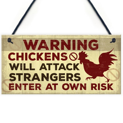 Red Ocean Funny Chicken Hen Plaque Novelty Warning Hanging Sign For Chicken Coop Outdoor Gate Garden Decor Sign from B&Q