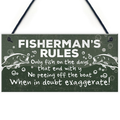 Red Ocean Funny Fishing Gifts For Men Hanging Plaque Fisherman Sign Gift For Dad Grandad Son Brother from B&Q