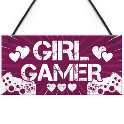 Red Ocean Gaming Bedroom Gifts Novelty Room Sign Gamer Gifts For Women Funny Birthday Gift For Daughter Sister from B&Q
