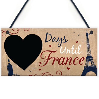 Red Ocean Chalkboard Holiday Countdown France Hanging Wall Door Plaque Novelty from B&Q