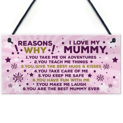 Red Ocean Reasons Why I Love My Mummy Birthday Gift Mummy Birthday Card Mothers Day Gift Plaque Mother And Daughter Gifts from B&Q