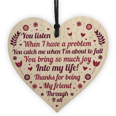Red Ocean Special Thank You Gift For Best Friend Wooden Heart Birthday Friendship Keepsake Plaques from B&Q