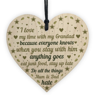 Red Ocean Special Birthday Thank You Gifts For Grandad Wooden Heart Gifts From Grandchildren Grandparent Plaque from B&Q
