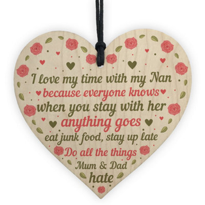 Red Ocean Special Birthday Thank You Gifts For Nan Wooden Heart Gifts From Grandchildren Grandparent Plaque from B&Q