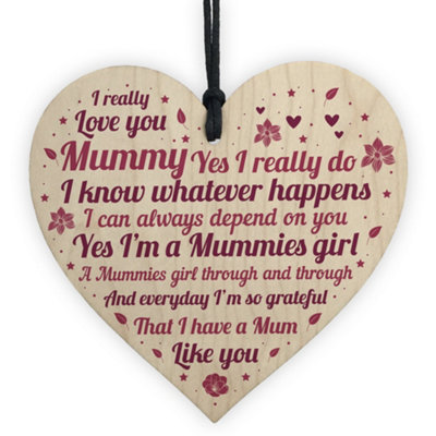 Red Ocean Mummies Girl Gift Wooden Heart Birthday Mothers Day Gift For Mummy Mum Mother Daughter Gifts from B&Q