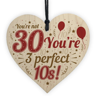 Red Ocean 30Th Birthday Funny Gifts For Men Women Handmade Wooden Heart Sign Novelty Birthday Gifts For Brother Sister Friend