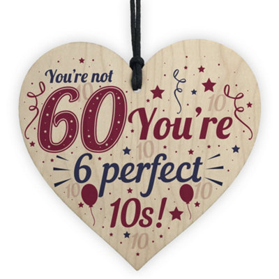Red Ocean Novelty 60Th Birthday Gifts Funny Wooden Hanging Heart Sign Present For Dad Mum Nan Grandad Brother Sister Friend from B&Q