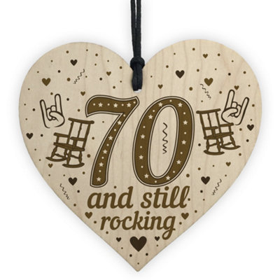 B&Q -  70Th Birthday Gifts For Mum Dad Nan Grandad Wooden Heart Funny 70Th Birthday Card Keepsake Plaque Gifts For Women Men