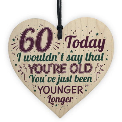Red Ocean 60Th Birthday Gifts Funny Novelty Wooden Heart Birthday Present For Him Her Gift For Mum Dad Nan Grandad from B&Q