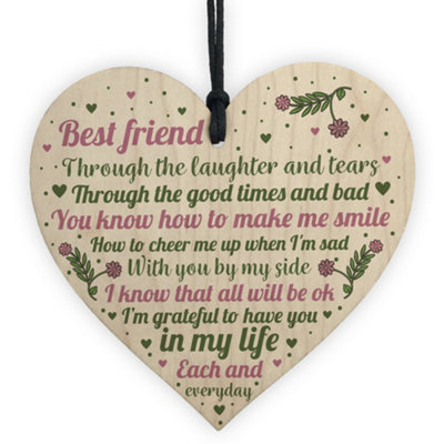 Red Ocean Friendship Sign Best Friend Plaque Gift Shabby Chic Wooden Heart Thank You Keepsake Sign from B&Q