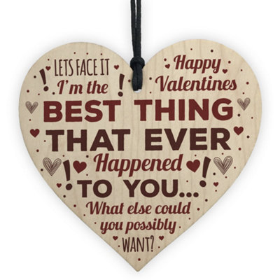 Red Ocean Funny Happy Valentines Gift Wooden Heart Plaque Novelty Cheeky Gift For Boyfriend Girlfriend Wife Husband Keepsake from B&Q