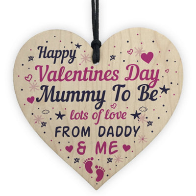 Red Ocean Valentines Day Card For Mummy To Be Gift From The Bump Card Mummy To Be Card Keepsake Wooden Heart from B&Q