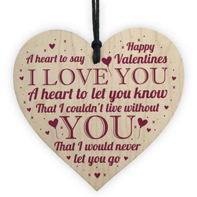 B&Q -  Handmade Valentines Gift For Boyfriend Girlfriend Novelty Gift For Him Her Hanging Wooden Heart Sign Keepsake