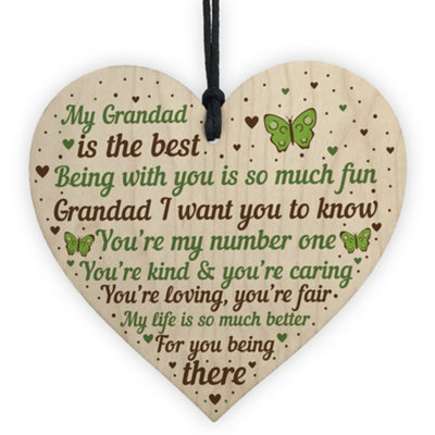 Red Ocean Special Gift For Grandad Wooden Heart Fathers Day Gift For Him Grandparent Plaque Gifts From Grandchildren Keepsake from B&Q