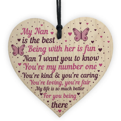 Red Ocean Special Gift For Nan Wooden Heart Nan Birthday Card Gift For Her Grandparent Plaque Keepsake from B&Q