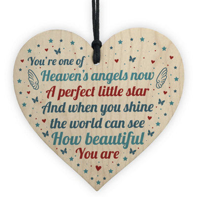 Red Ocean Baby Memorial Plaque Wooden Hanging Heart Sign Bereavement Miscarriage Stilllborn Baby Memorial Gifts For Mum Keepsake from B&Q
