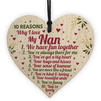 Red Ocean Reasons Why I Love My Nan Mothers Day Gift For Her Nan Birthday Gifts Thank You Plaque Keepsake Sign from B&Q