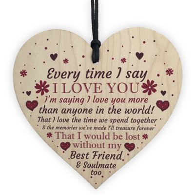 Red Ocean Soulmate Anniversary Gift Handmade Wooden Heart Plaque Valentines Birthday Gift For Him For Her from B&Q