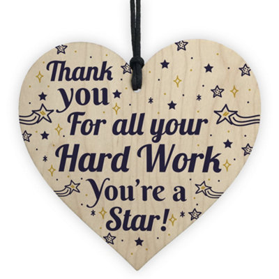 B&Q -  Colleague Thank You Gifts Wooden Heart Plaque Employee Teacher Volunteer Keepsake Gifts