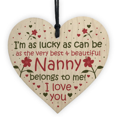 Red Ocean Nanny Gifts Nanny Birthday Card Gifts Wooden Heart Nan And Grandad Plaque Gifts From Grandchildren from B&Q