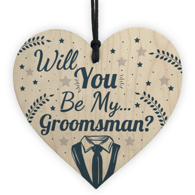 Red Ocean Will You Be My Groomsman Invite Wooden Heart Wedding Invitation Groomsman Asking Gift For Brother Son Best Friend from B&Q