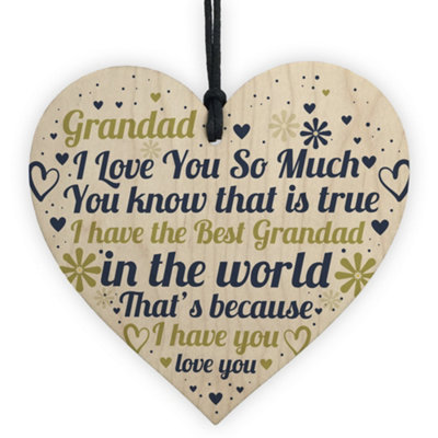 Red Ocean Grandad Gifts Fathers Day Gift For Him Wooden Heart Grandad Birthday Gift Keepsake Thank You Plaque from B&Q