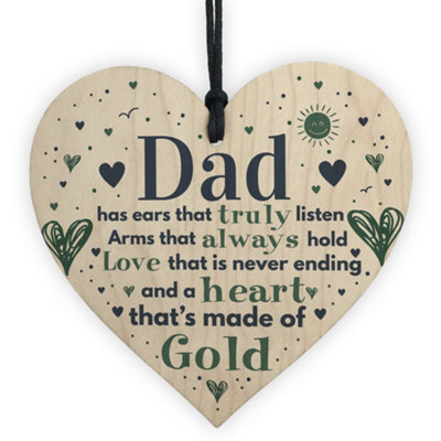 Red Ocean Fathers Day Gift Wooden Heart Gift For Dad Daddy Daugther Gifts For Him Keepsake Plaque Thank You Gift from B&Q