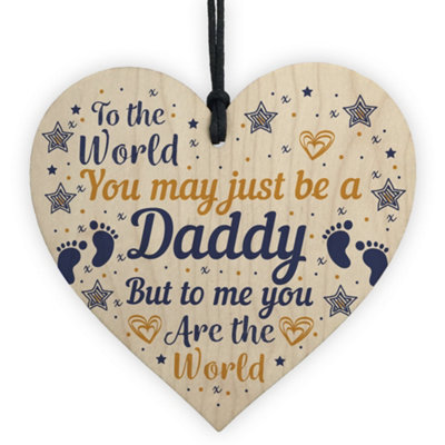 Red Ocean Fathers Day Gift Wood Heart Gift For Daddy Daugther Gifts From Bump Gifts Keepsake Plaque Thank You Gift from B&Q