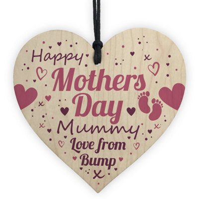 B&Q -  Mothers Day Gift For Mummy To Be From Bump Gifts Wooden Heart Mummy To Be Card Keepsake