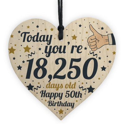Red Ocean 50Th Birthday Present For Women Wooden Heart 50Th Birthday Gift For Men Keepsake Plaque from B&Q
