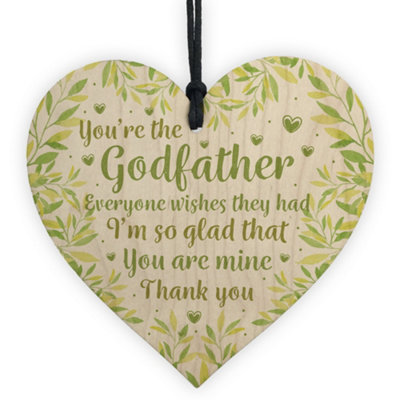 Red Ocean Godfather And Godmother Thank You Christening Gifts Wooden Heart Gift For Uncle Brother Friend from B&Q
