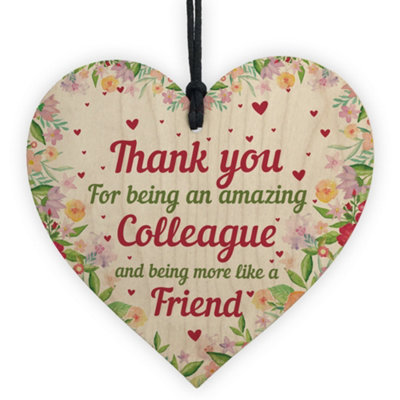 Red Ocean Colleague Leaving Gift Friendship Gifts Wooden Heart Plaque Thank You Gift For Work Colleague Keepsake from B&Q