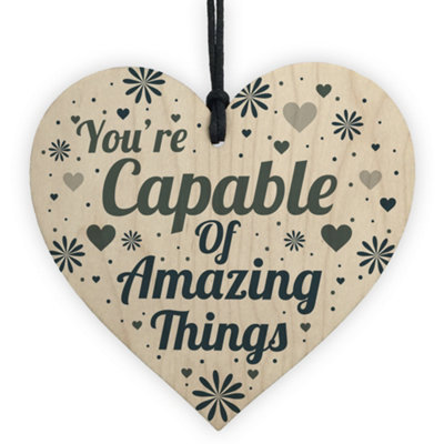 Red Ocean Motivational Friendship Gifts For Women Wooden Heart Plaque Inspirational Birthday Gift For Friend Daughter Son from B&Q