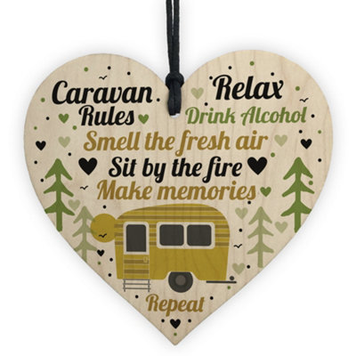 Red Ocean Caravan Rules Hanging Wooden Heart Plaque Caravan Accessories Garden Sign Home Decor Gifts - Image 2