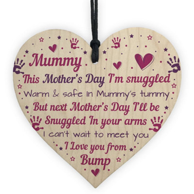 Red Ocean Mummy To Be Gifts Novelty Mothers Day Gift From Bump Wooden Heart Sign Mum Gifts From Baby Daughter Son from B&Q