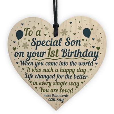 Red Ocean 1St Birthday Baby Boy Wooden Heart Plaque Gift For Son From Mummy Daddy First Birthday Decorations Keepsake from B&Q