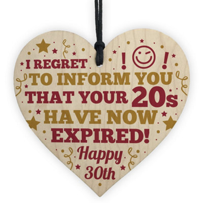 Red Ocean Novelty 30Th Birthday Gifts For Friend Gifts For Women Or Men Wooden Heart Sign Funny Birthday Gifts Accessories