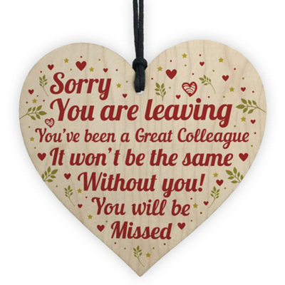 Red Ocean Leaving Gifts For Colleagues Wooden Heart Thank You Present Gifts For Colleague Friend from B&Q